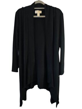 JOSEPH RIBKOFF CARDIGAN OPEN FRONT WITH TIE WAIST BLACK SIZE 12 LIKE NEW